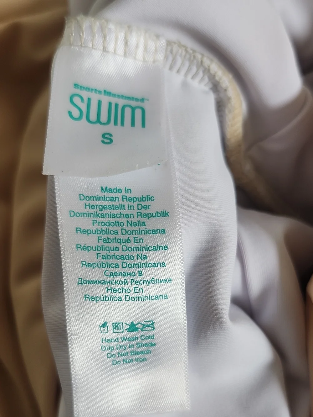 Sports Illustrated Swim Cream Tan 1 Piece Swimsuit, Ruching & Belt, S